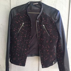 Express leather and tweed jacket